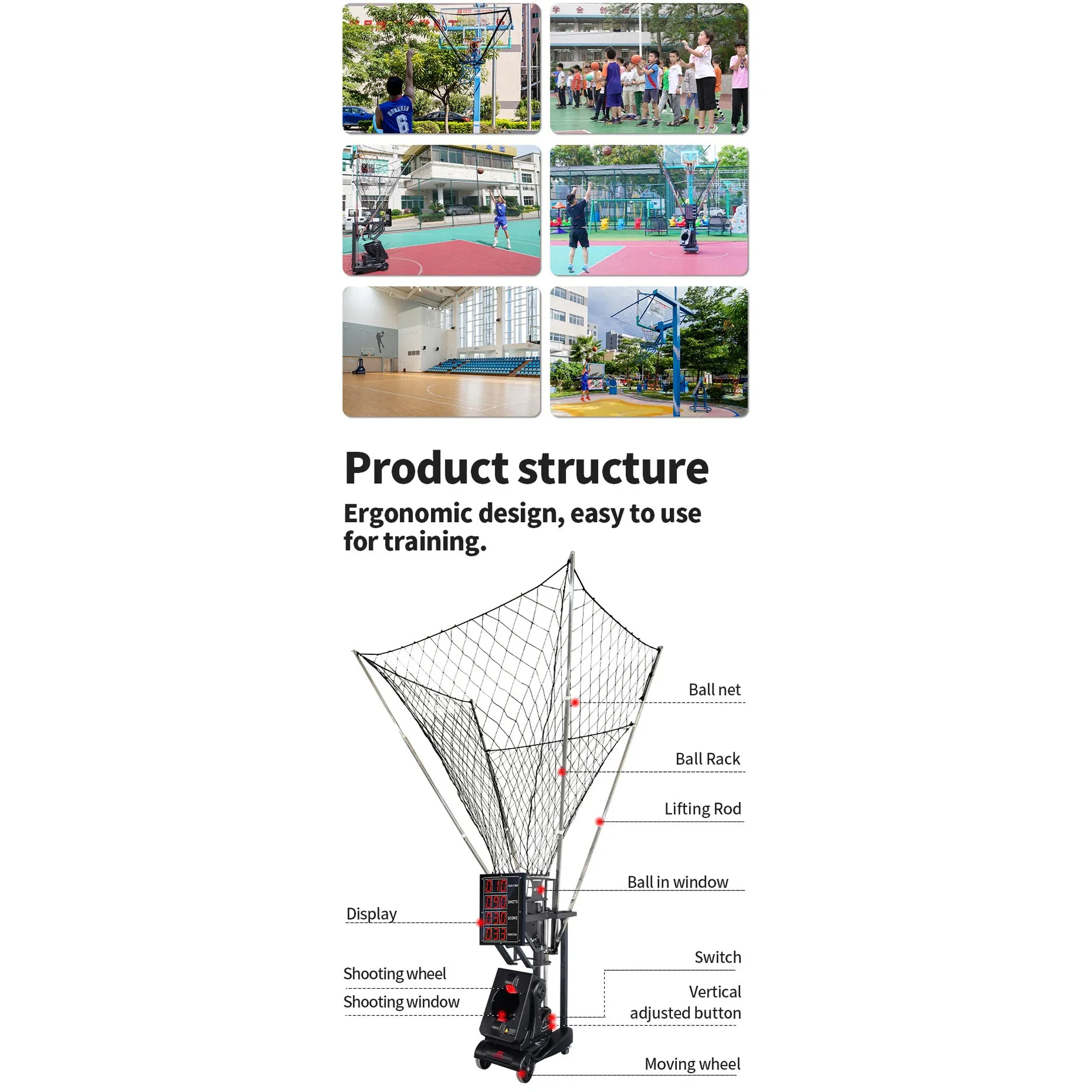SIBOASI Basketball Rebound Machine – Automatic Ball Return, Smart Training System, Model K2100A - Image 10