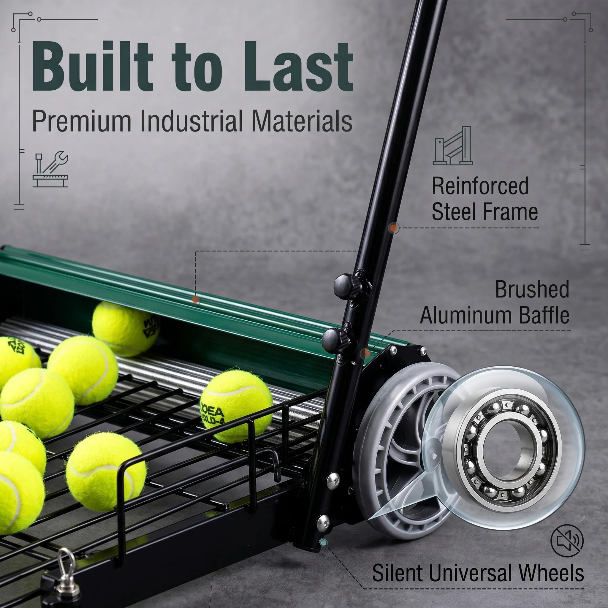 SIBOASI Practical Tennis Ball Mower Efficient Sports Ball Collector For Court Training Use SS-S705T - Image 13