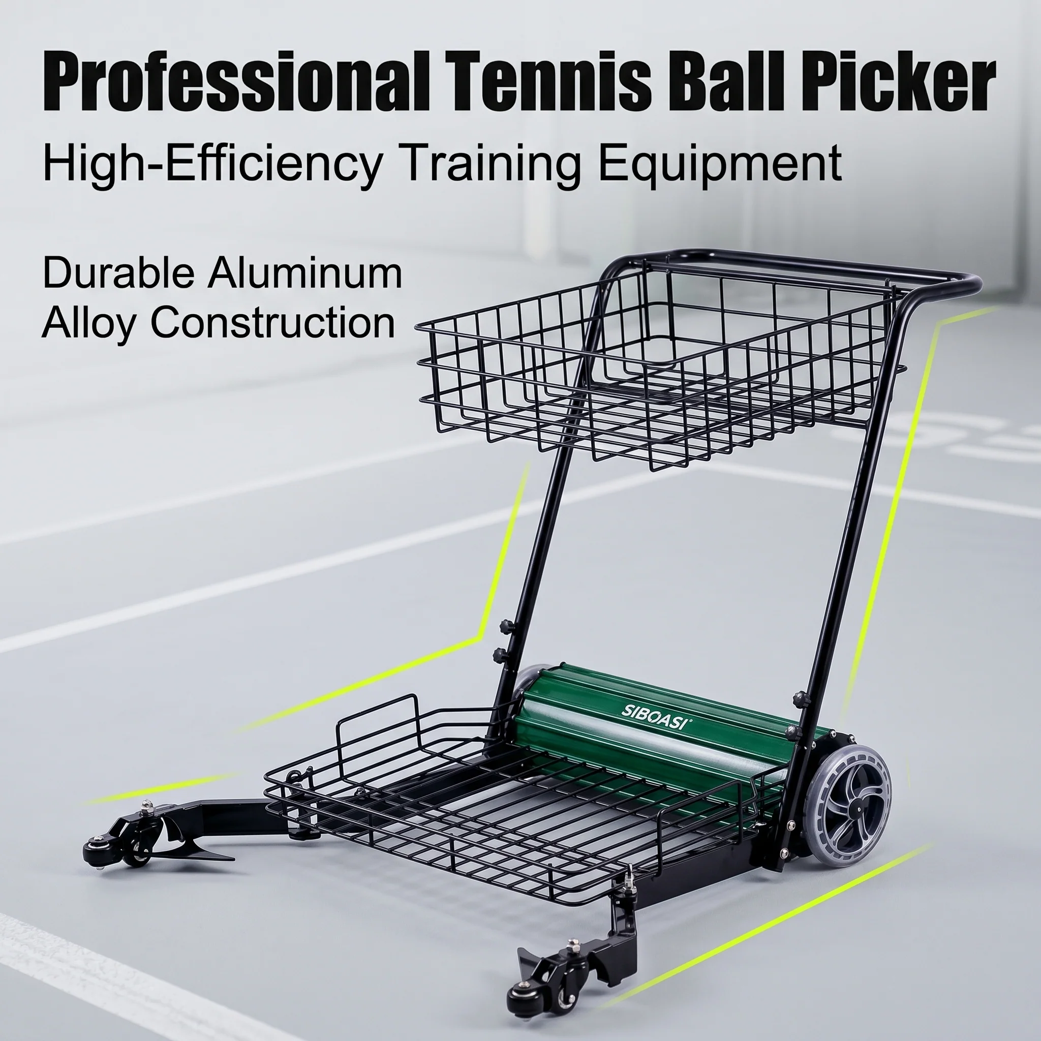 SIBOASI Practical Tennis Ball Mower Efficient Sports Ball Collector For Court Training Use SS-S705T - Image 5