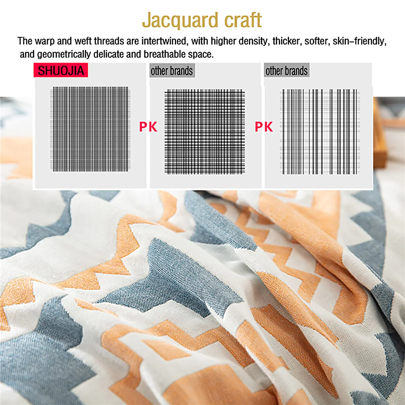 Six-Layer Cotton Towel Blanket – 100% Cotton, Multi-Purpose, Lightweight Summer & Air-Conditioning Use - Image 4