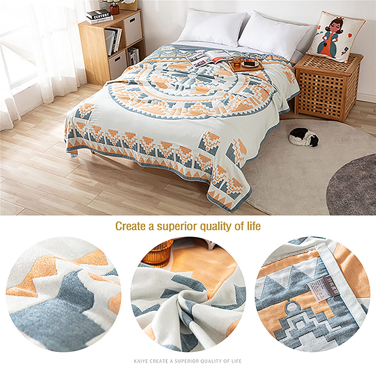 Six-Layer Cotton Towel Blanket – 100% Cotton, Multi-Purpose, Lightweight Summer & Air-Conditioning Use - Image 5