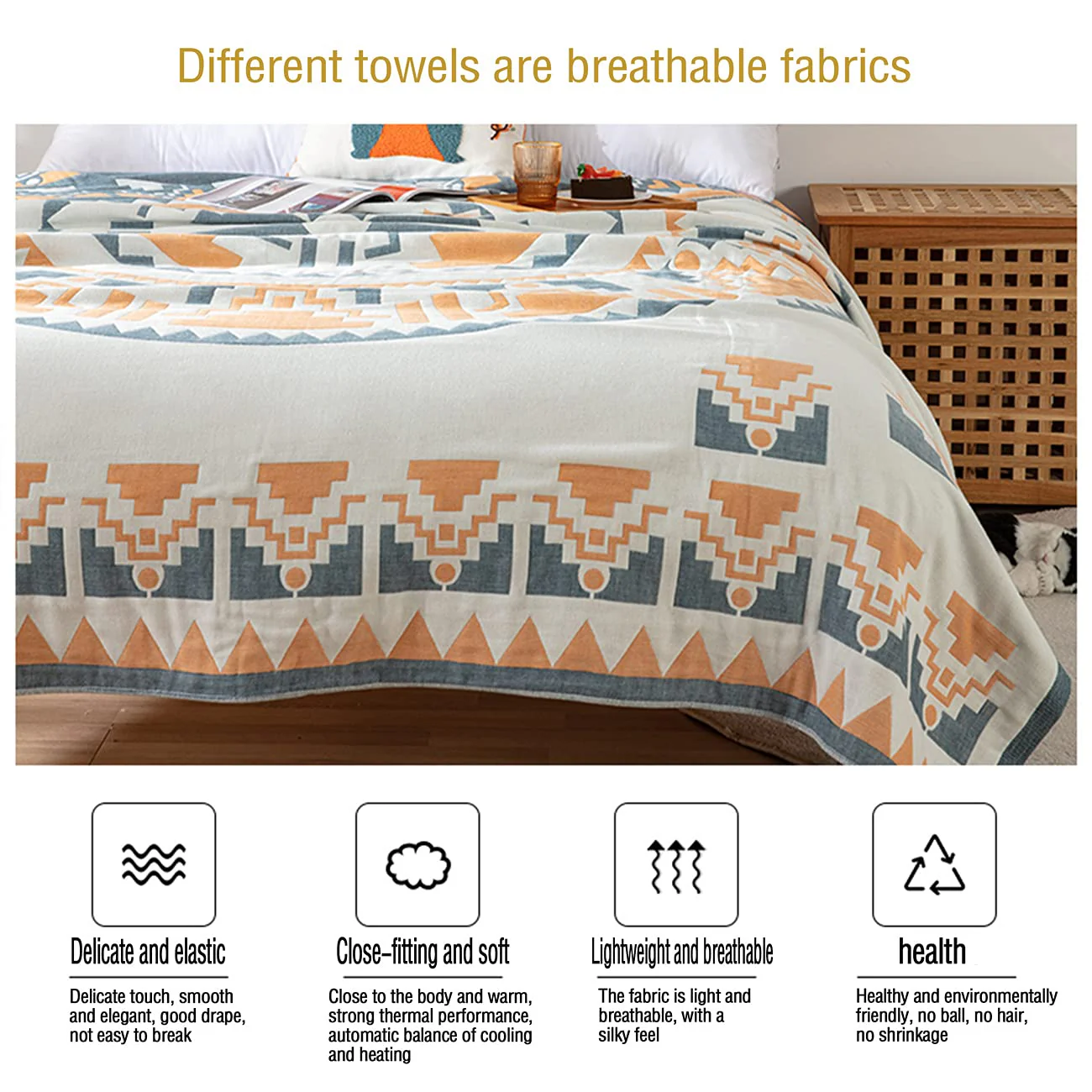 Six-Layer Cotton Towel Blanket – 100% Cotton, Multi-Purpose, Lightweight Summer & Air-Conditioning Use - Image 8
