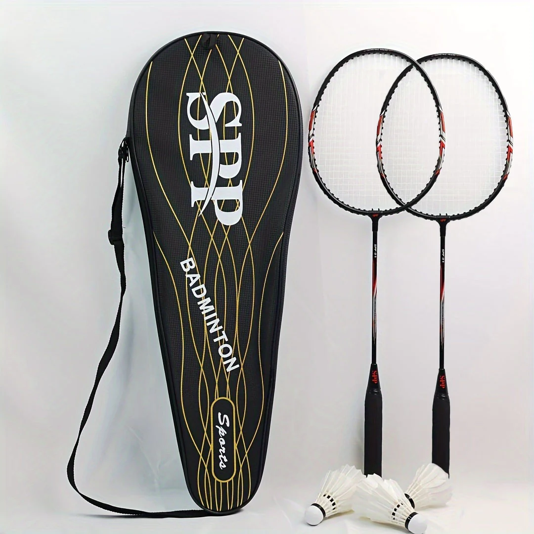 SPP 2 Player Strung Badminton Rackets SPP 01 with a Free Full Cove Black - Image 10