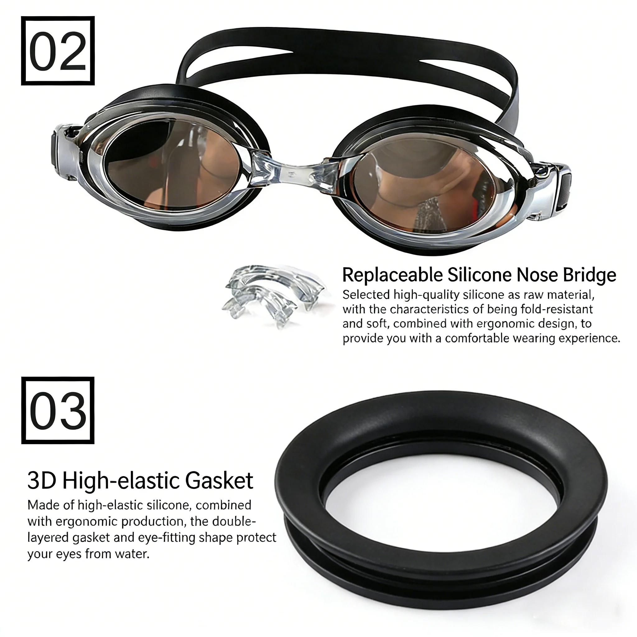SPP HD Anti-Fog Swim Goggles with Double Silicone Strap, Adjustable, Leak-Proof & UV Protection G1100 - Image 12