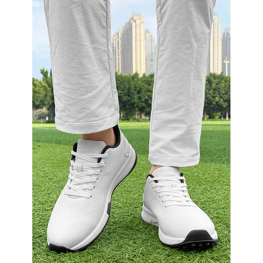 KSOKGOF Men Women Golf Shoes, Universal Golf Footwear with Excellent Traction, Stable Comfortable Golf Sneakers for All Golfers, White/Black G8002 - Image 12