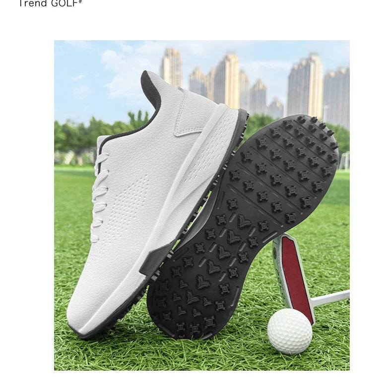 KSOKGOF Men Women Golf Shoes, Universal Golf Footwear with Excellent Traction, Stable Comfortable Golf Sneakers for All Golfers, White/Black G8002 - Image 2