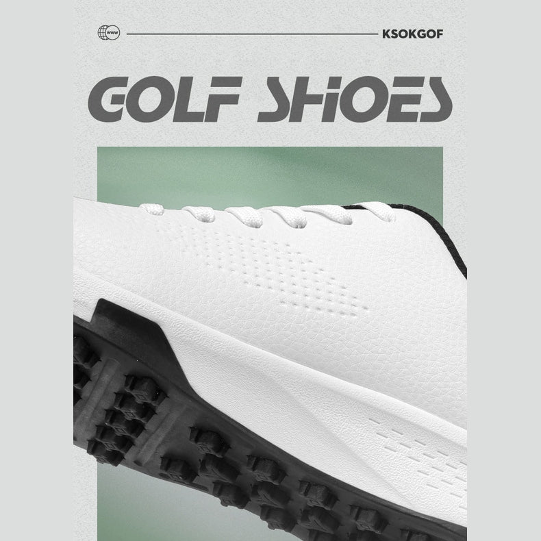 KSOKGOF Men Women Golf Shoes, Universal Golf Footwear with Excellent Traction, Stable Comfortable Golf Sneakers for All Golfers, White/Black G8002 - Image 4