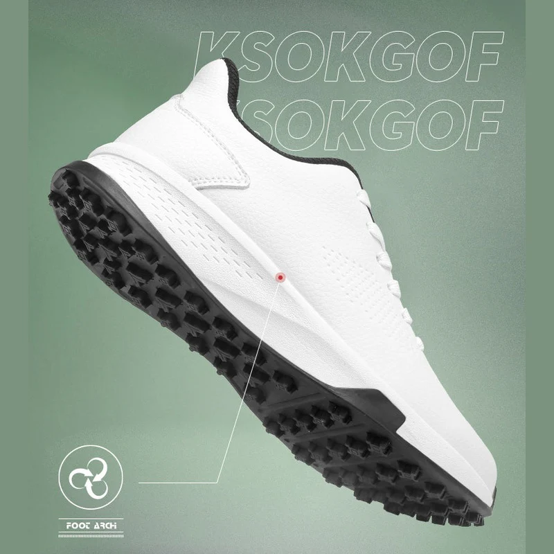KSOKGOF Men Women Golf Shoes, Universal Golf Footwear with Excellent Traction, Stable Comfortable Golf Sneakers for All Golfers, White/Black G8002 - Image 7