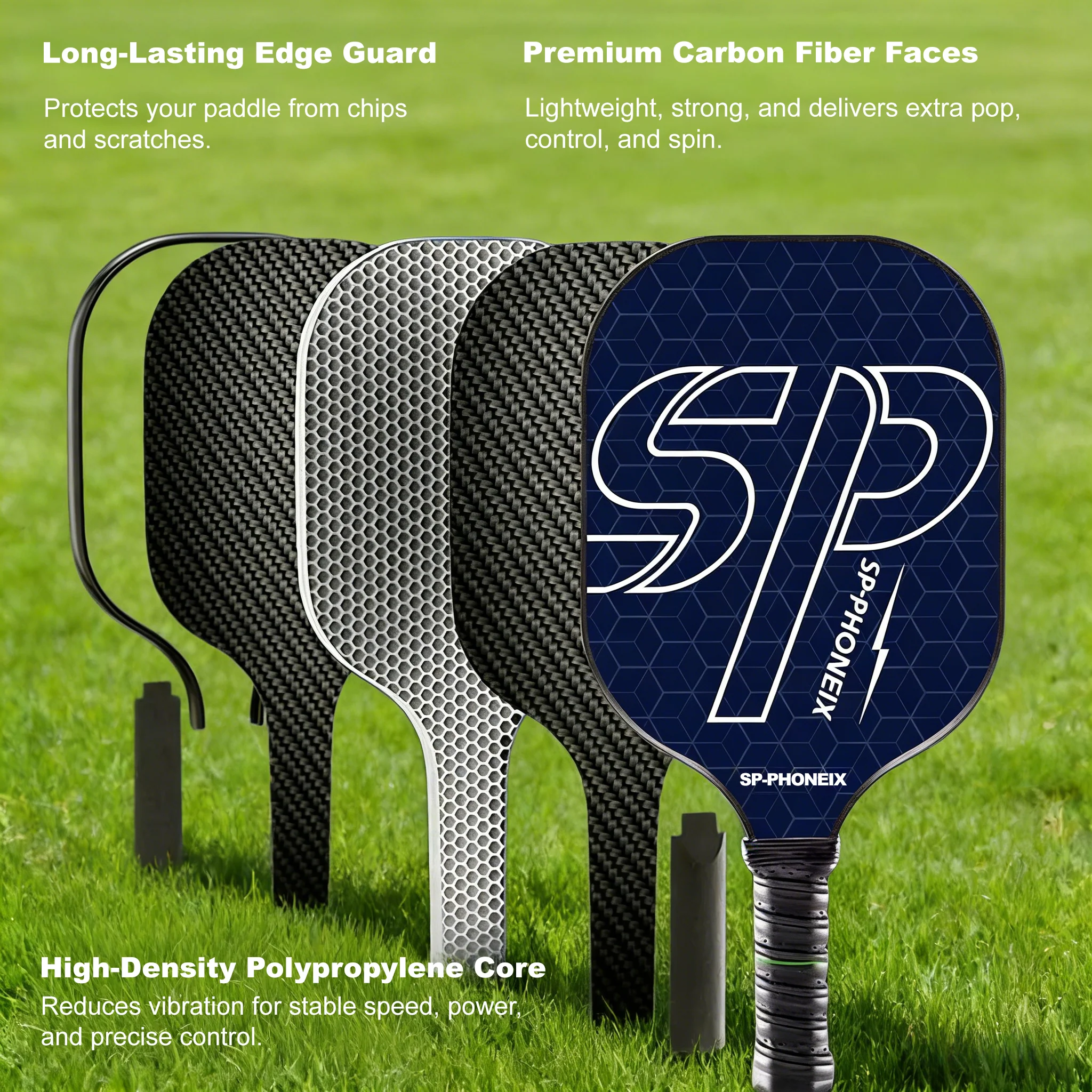 SPP Pickleball Paddles Set, 1 Paddle with 2 Pickle Balls, 1 Grip, Durable & Lightweight Racket for Beginners - Image 2