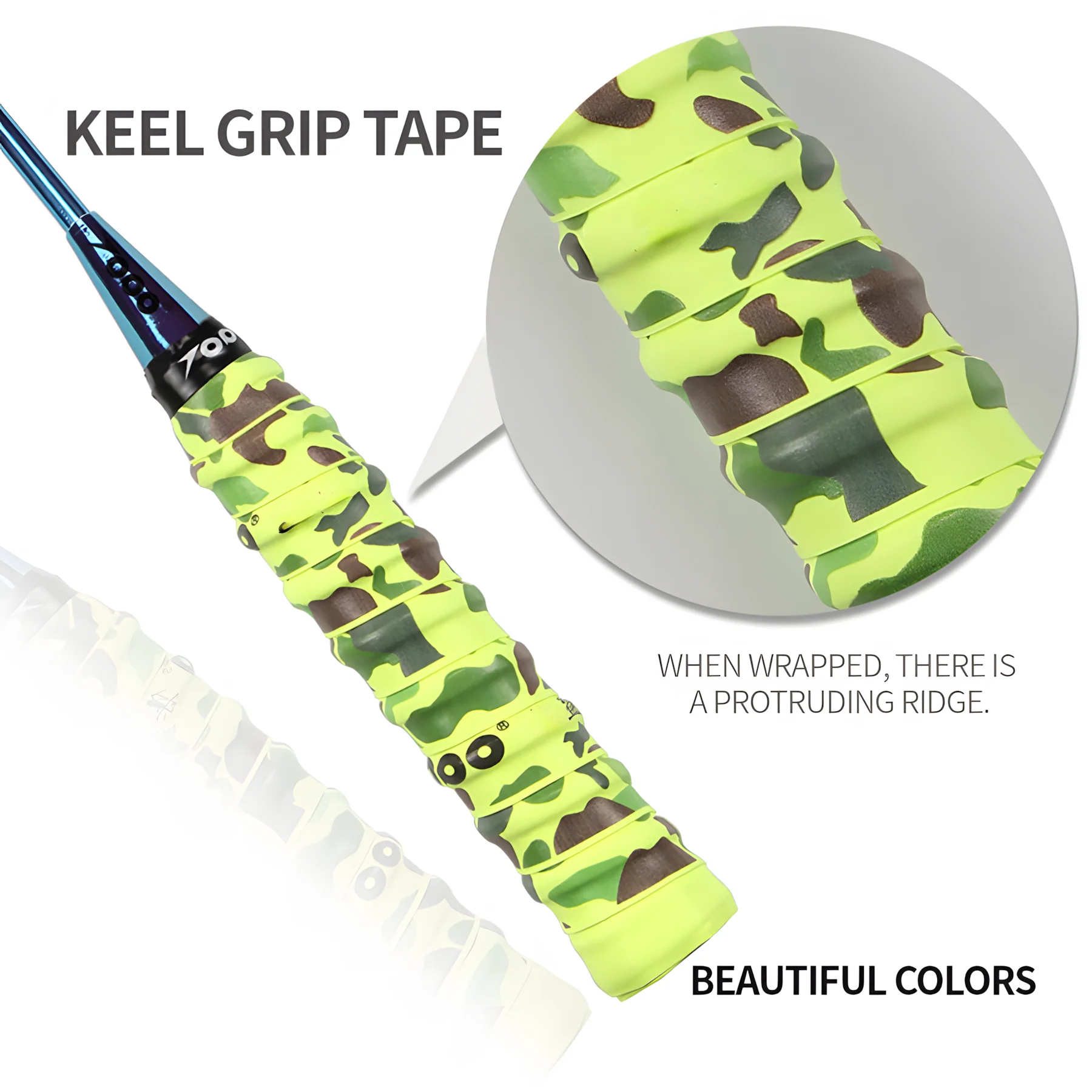 SPP Camouflage Memory Keel Racket Grip Anti Slip Super Absorbent Tennis, Badminton, Pickleball Overgrip Grip - Image 13