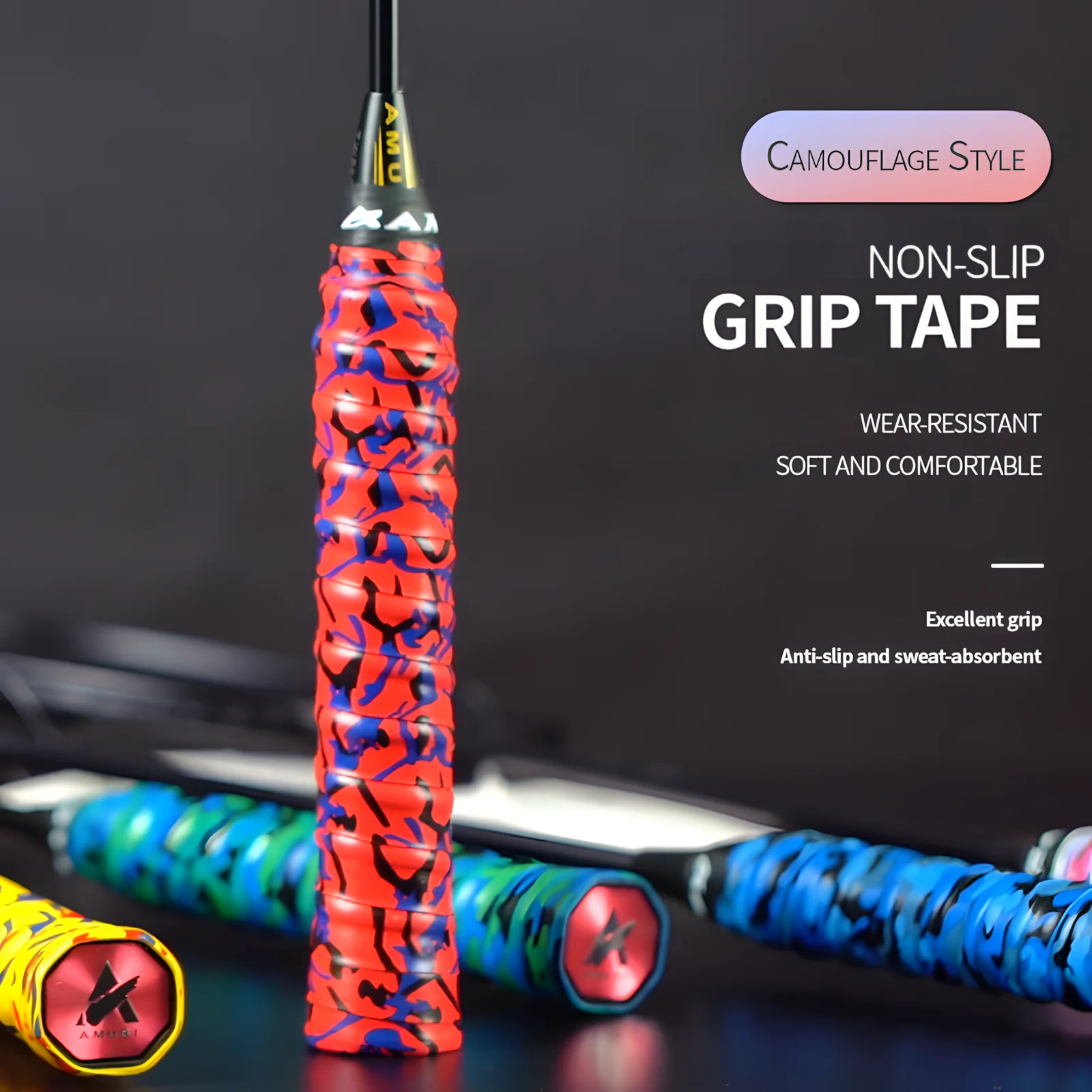 SPP Camouflage Memory Keel Racket Grip Anti Slip Super Absorbent Tennis, Badminton, Pickleball Overgrip Grip - Image 5