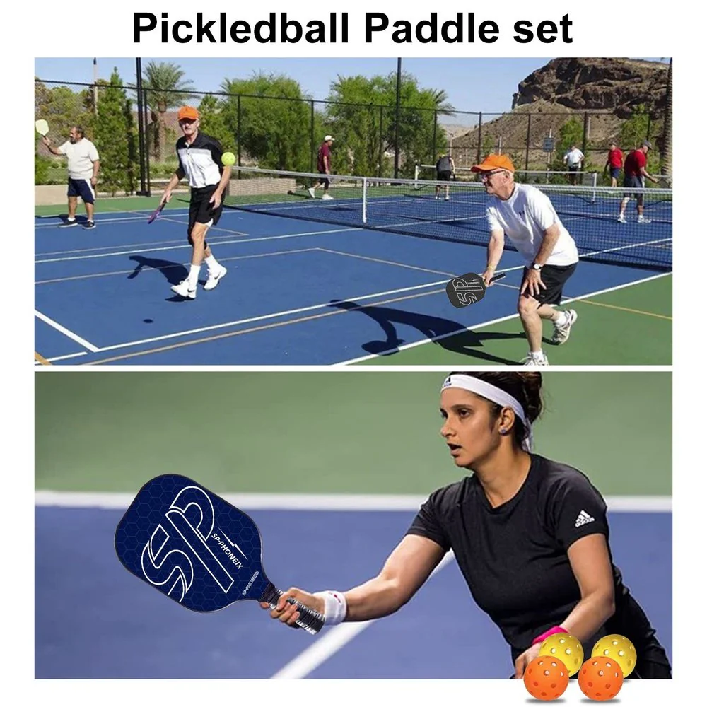 SPPHONEIX Carbon Pickleball Paddles - Black / Blue - Image 7