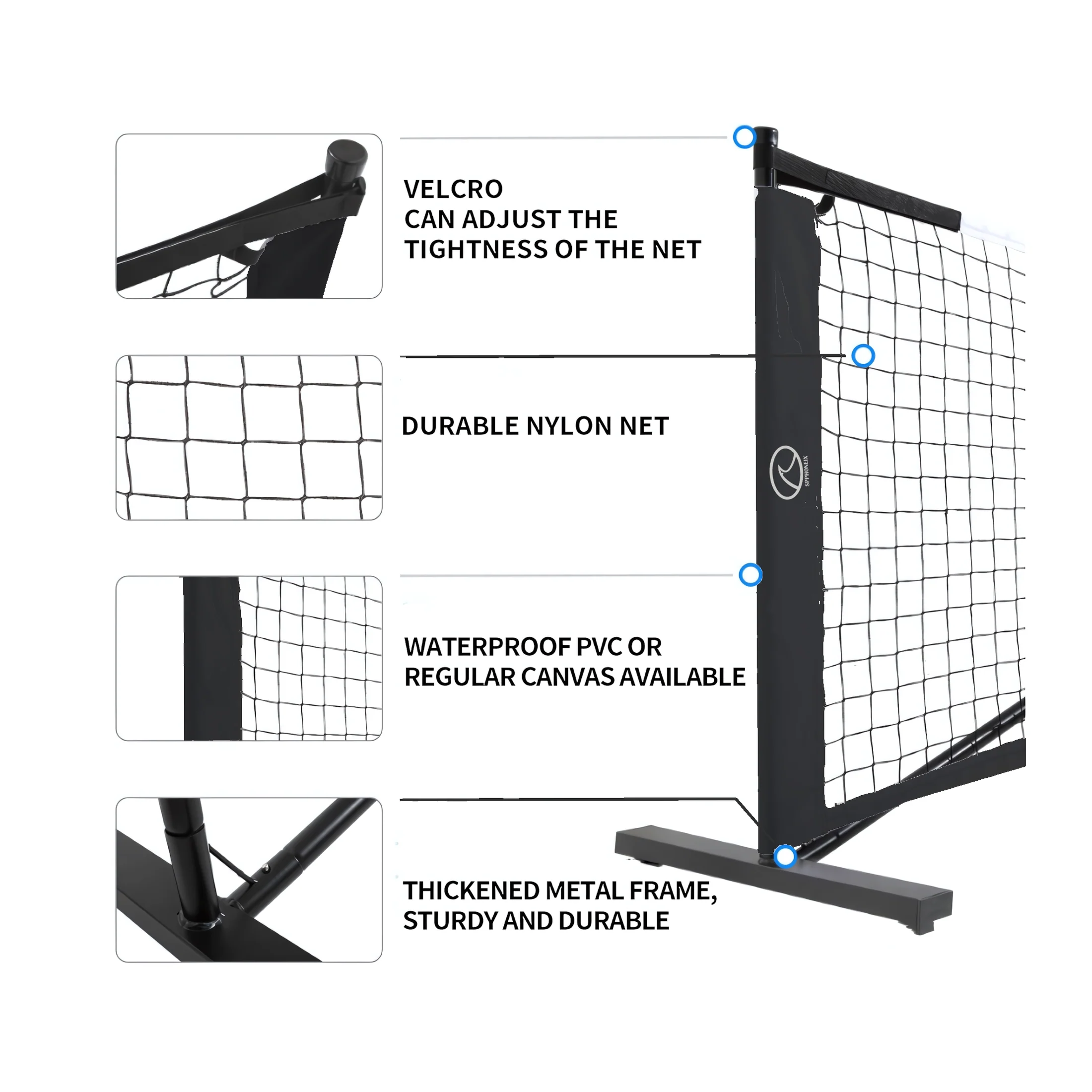 SPPHONEIX Pickleball Net Portable Equipment Pickle Ball Net for Outdoor Training Party - Image 2
