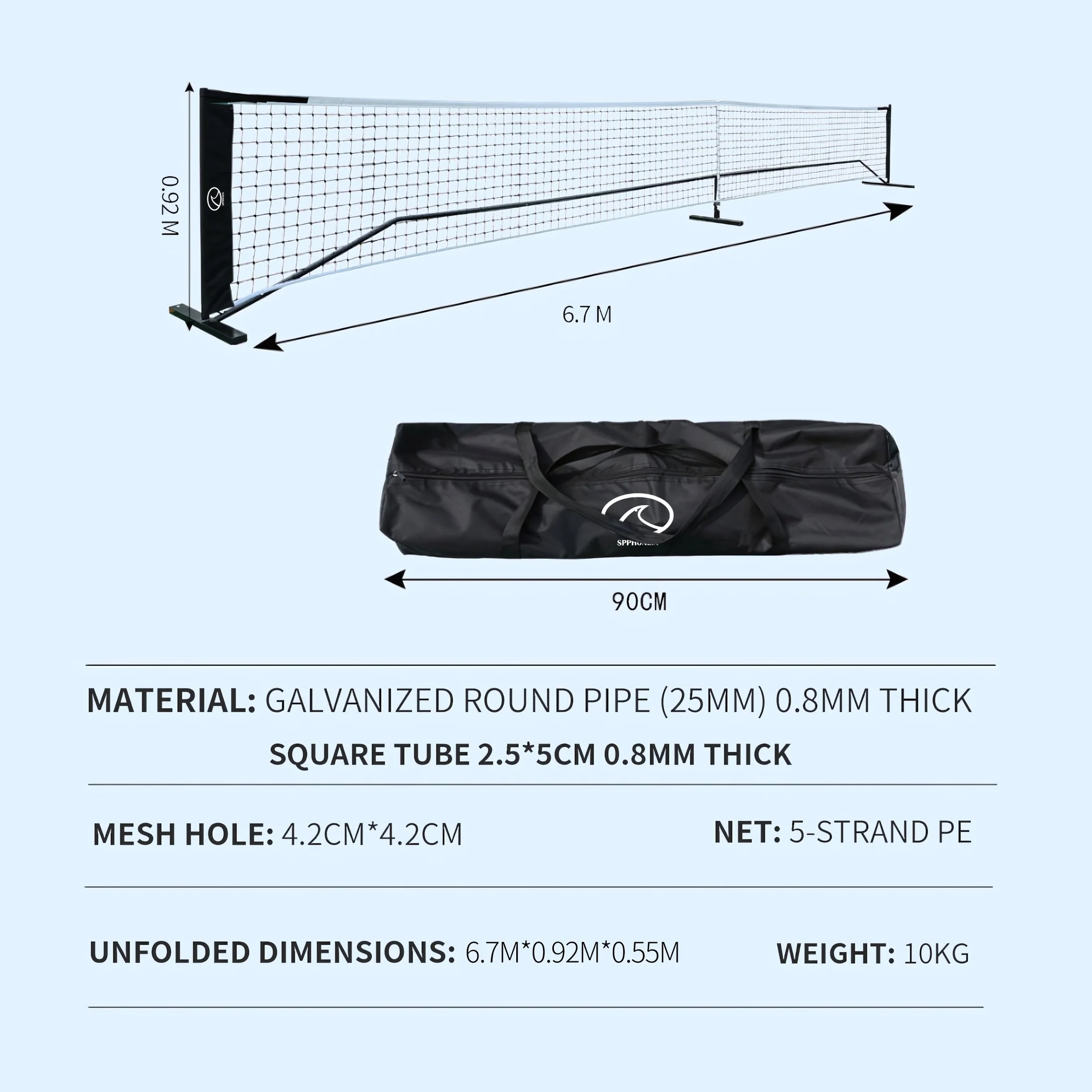 SPPHONEIX Pickleball Net Portable Equipment Pickle Ball Net for Outdoor Training Party - Image 3
