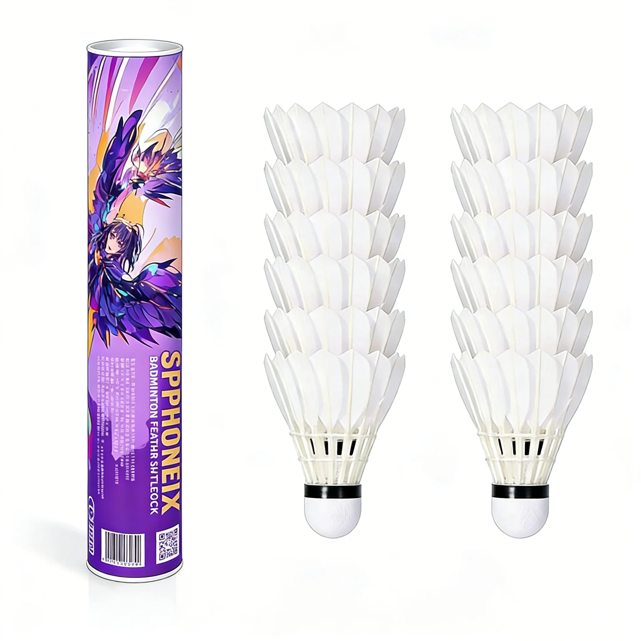 SPPHONEIX Purple Badminton Shuttlecocks Goose Feather Speed 78(Tournament LEVEL) - Image 17