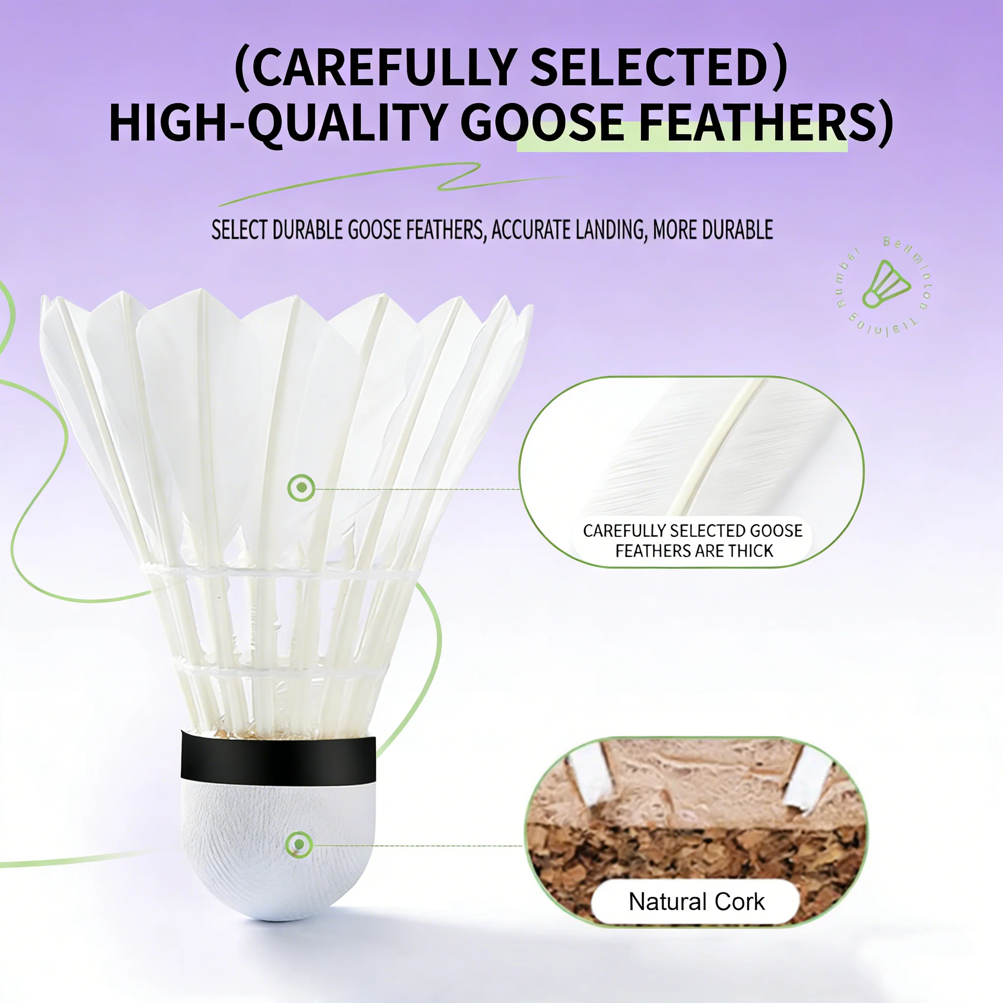 SPPHONEIX Purple Badminton Shuttlecocks Goose Feather Speed 78(Tournament LEVEL) - Image 3