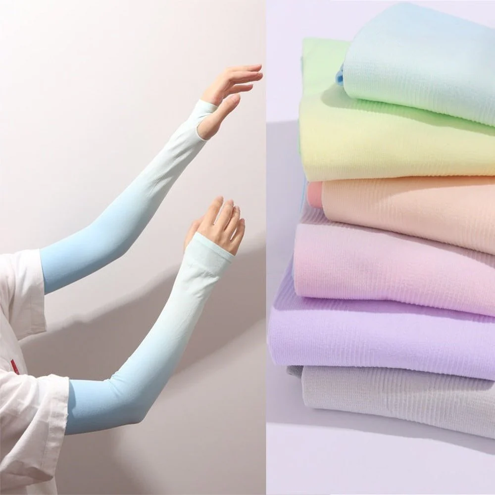 SPPHONEIX Summer Gradient Cooling Silk Arm Sleeves for Sun Protection - UV Resistant, Breathable Outdoor Cycling and Sports Arm Guards - Image 9