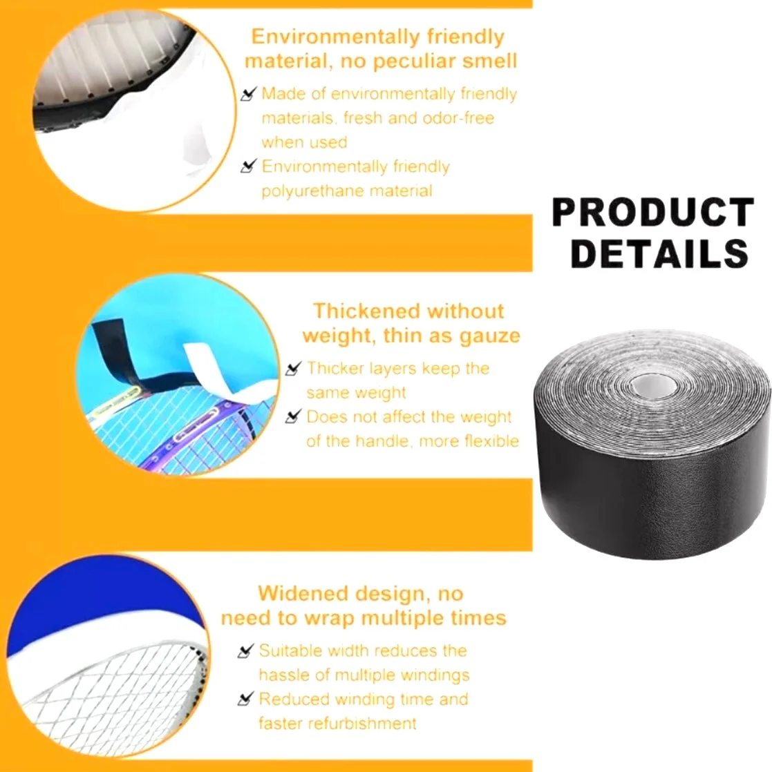 SPPHONEIX Tennis Racket Head Protection Tape 3.5*500CM - Image 12