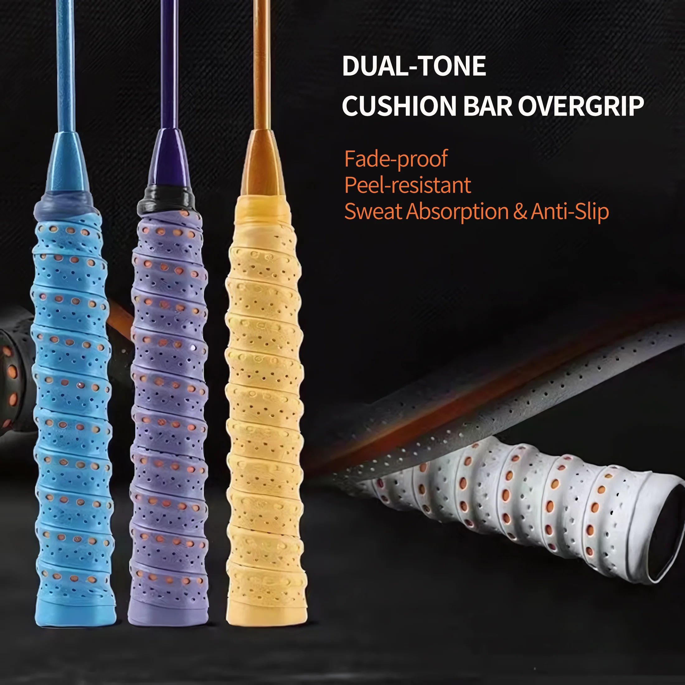 SPPHONEIX Two Color Memory EVA Keel Racket Grip Anti Slip Perforated Super Absorbent Tennis Overgrip Badminton Overgrip Pickleball Overgrip Various Sports Equipment Grip - Image 10