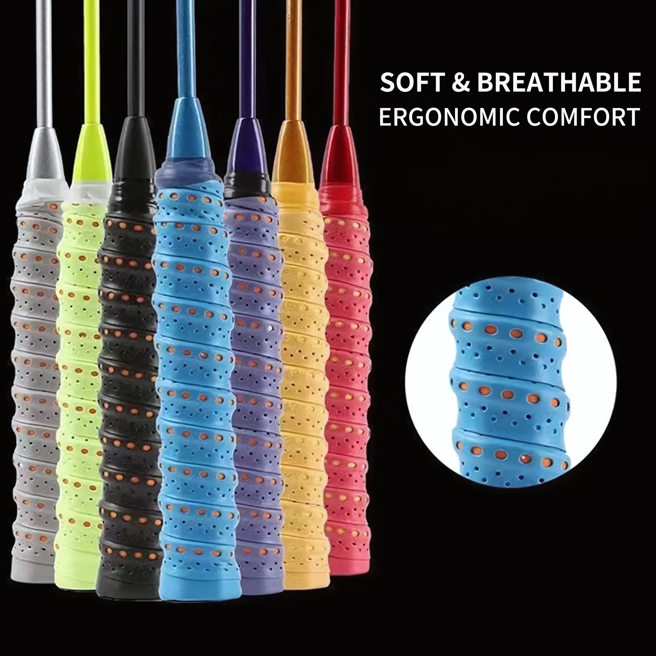 SPPHONEIX Two Color Memory EVA Keel Racket Grip Anti Slip Perforated Super Absorbent Tennis Overgrip Badminton Overgrip Pickleball Overgrip Various Sports Equipment Grip - Image 5