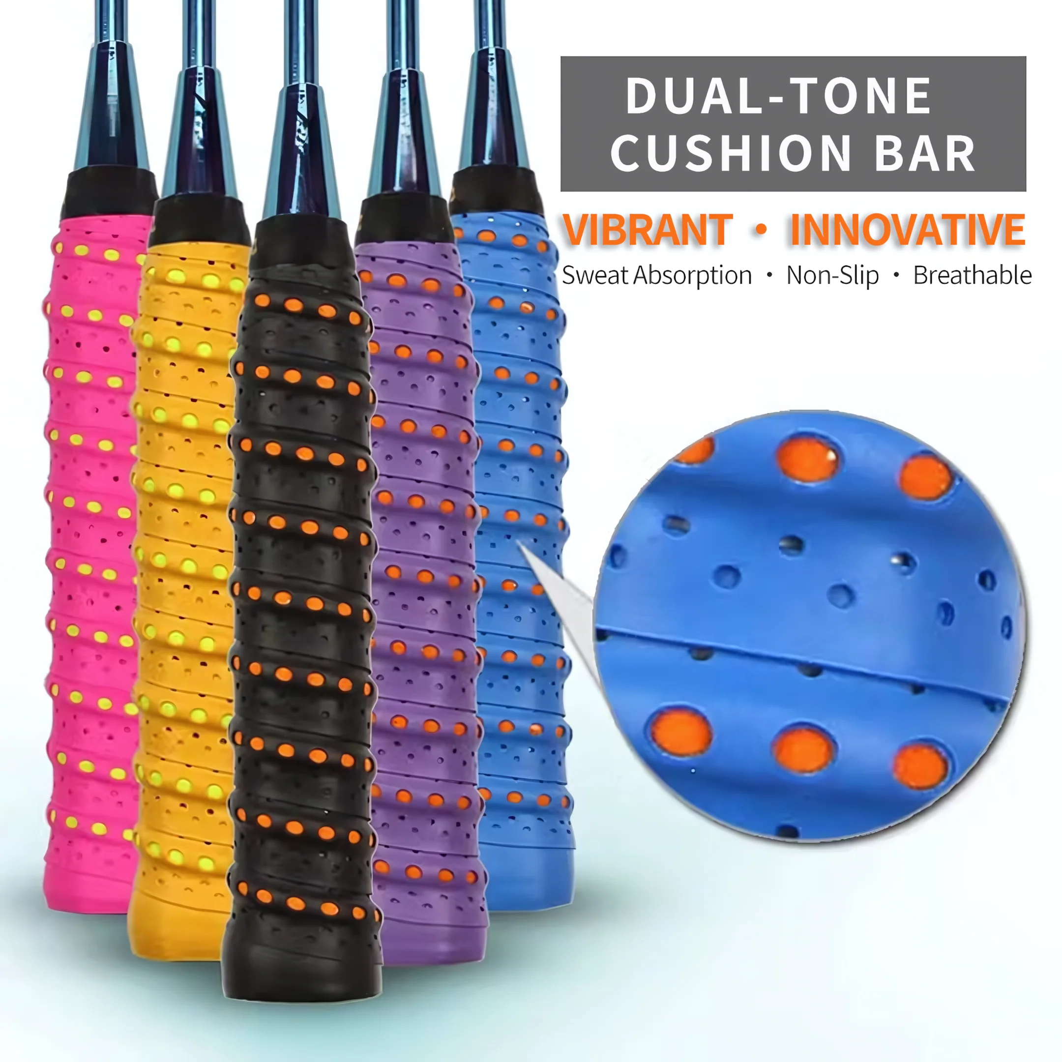 SPPHONEIX Two Color Memory EVA Keel Racket Grip Anti Slip Perforated Super Absorbent Tennis Overgrip Badminton Overgrip Pickleball Overgrip Various Sports Equipment Grip - Image 7