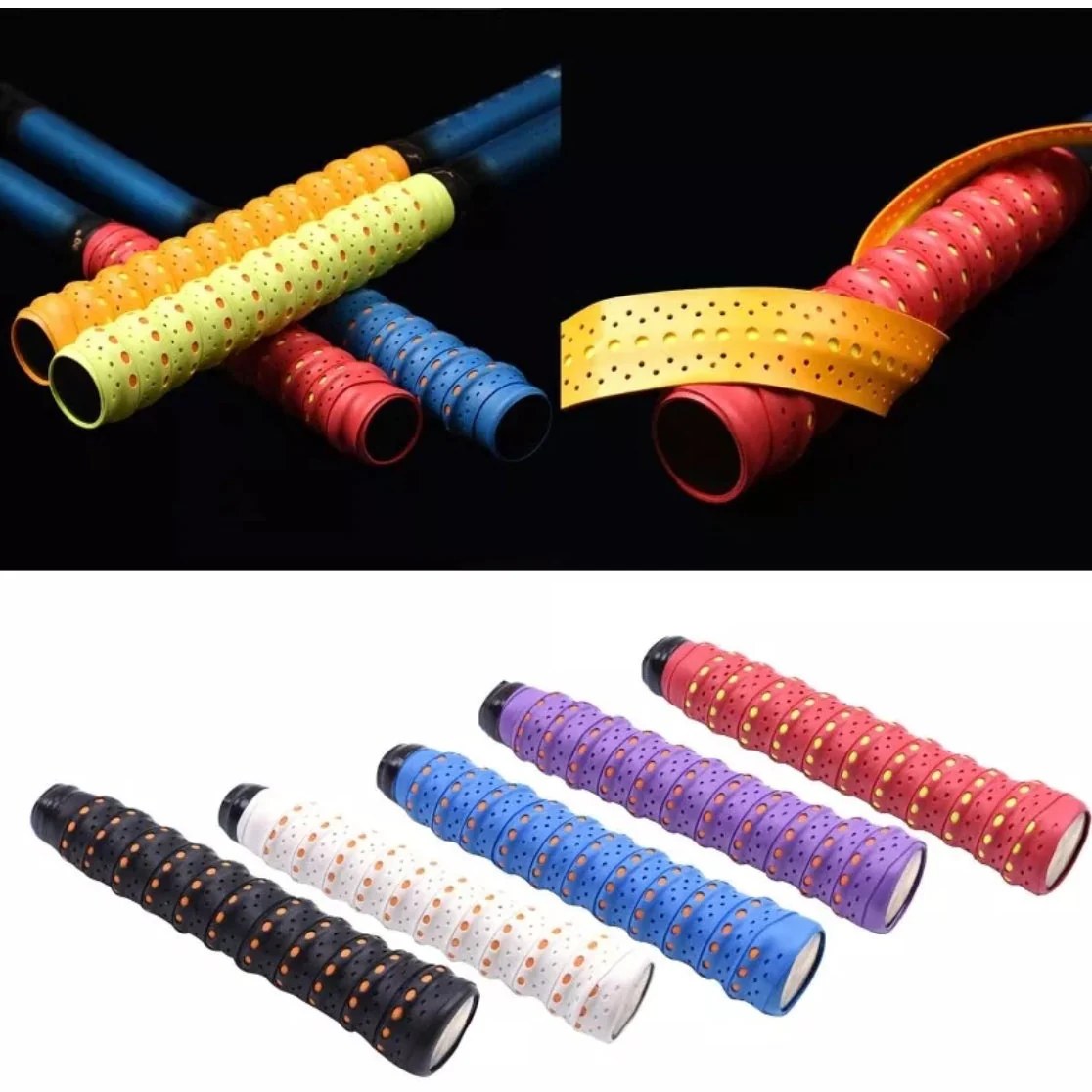 SPPHONEIX Two Color Memory EVA Keel Racket Grip Anti Slip Perforated Super Absorbent Tennis Overgrip Badminton Overgrip Pickleball Overgrip Various Sports Equipment Grip - Image 8