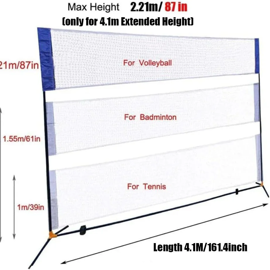 SPPHONEIX Portable Volleyball Badminton Tennis Net With Frame - Image 5