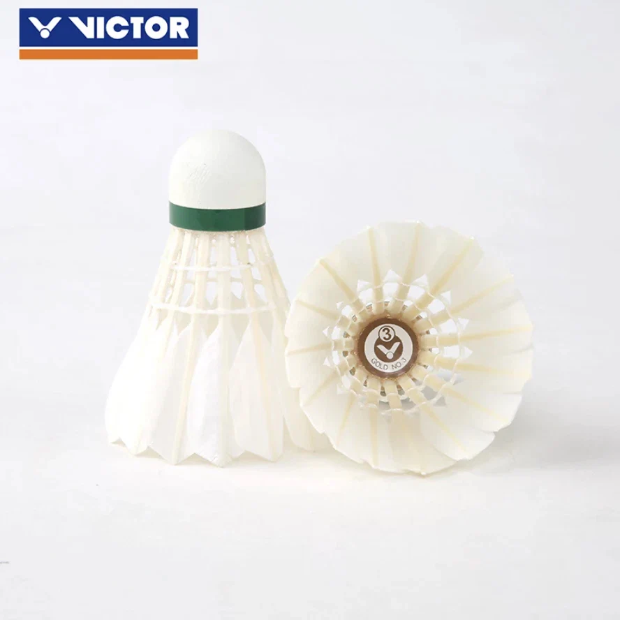 VICTOR 12 PCS Gold No.3 Duck Feather Badminton Shuttlecock - Image 5