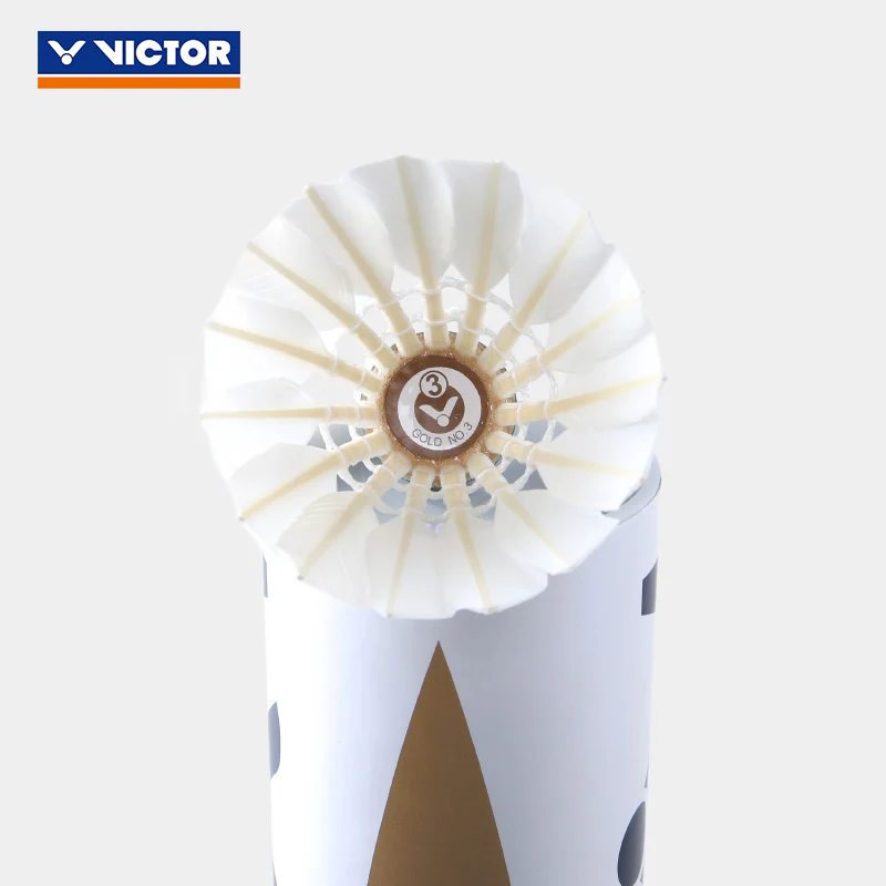 VICTOR 12 PCS Gold No.3 Duck Feather Badminton Shuttlecock - Image 6