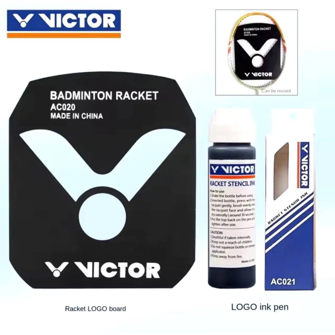 VICTOR Racket Stengil Ink AC026 Red Blue White Gold - Image 9