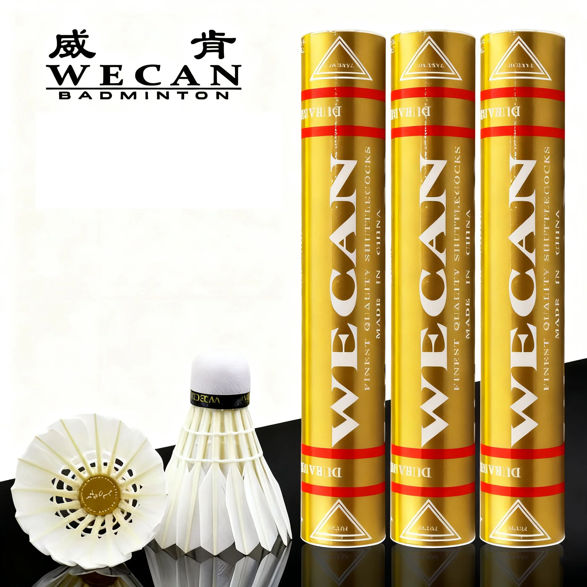 WECAN 12 PCS Gold Badminton Duck Feather Badminton Shuttlecock