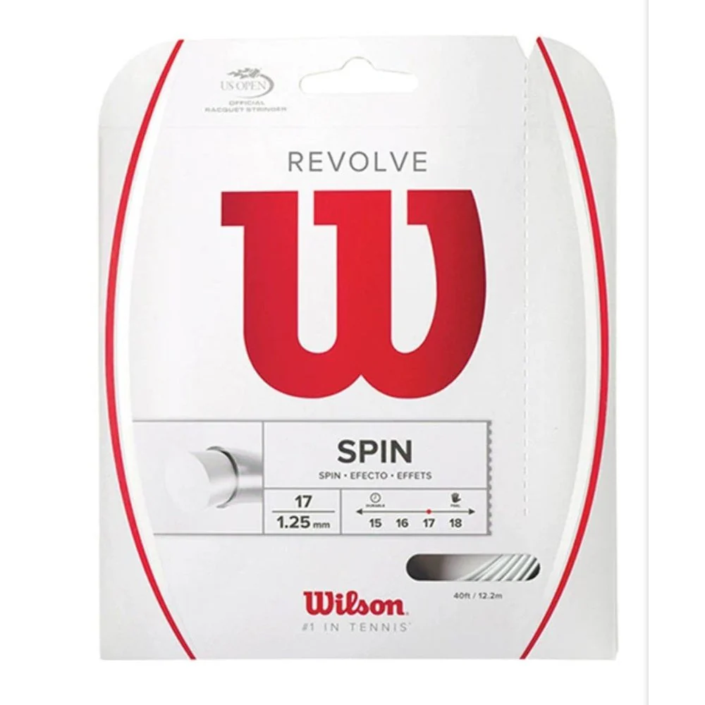 WILSON REVOLVE SPIN 17 Tennis String Black/White/Orange - Image 2