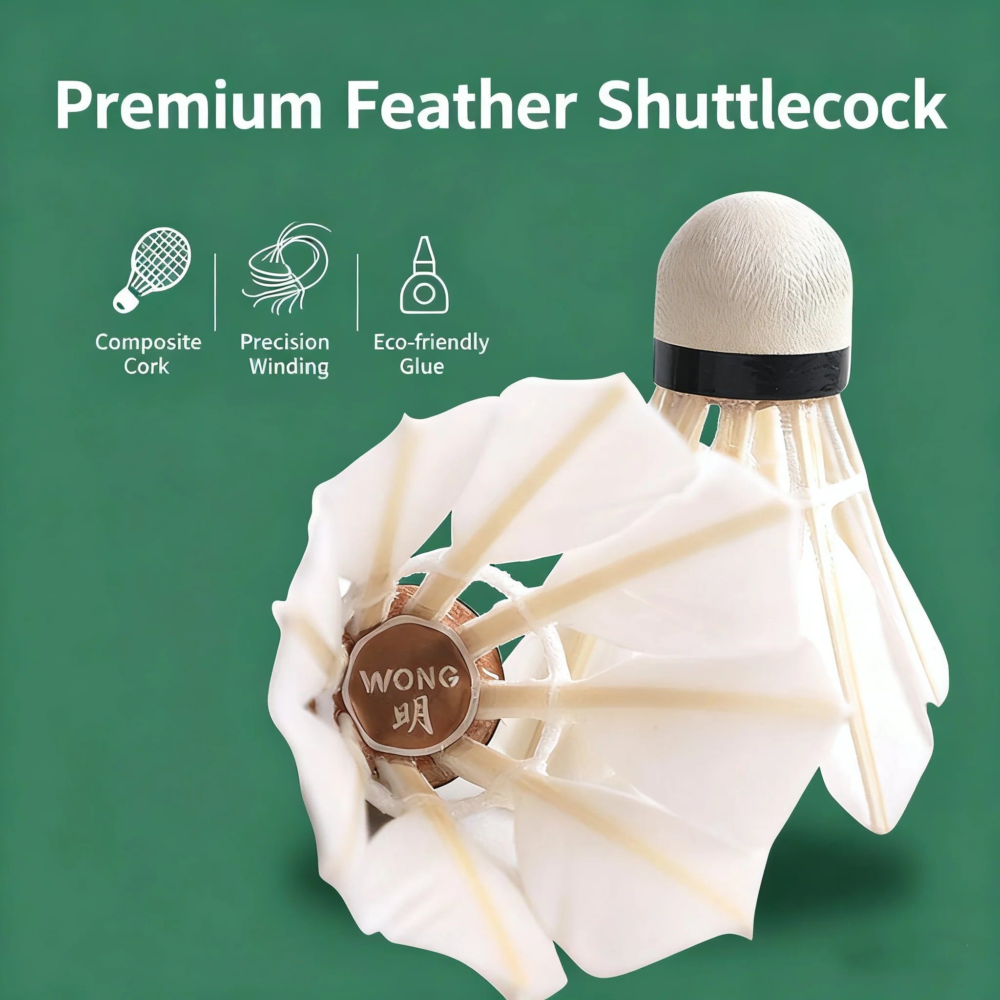 WONG 12 PCS Ming Badminton Duck Feather Badminton Shuttlecock - Image 4