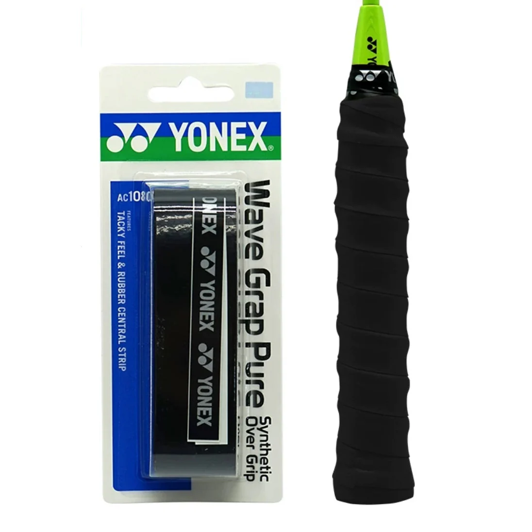 YONEX AC108WEX Wave Grap Pure Synthetic Over Grip - BLACK - Image 5