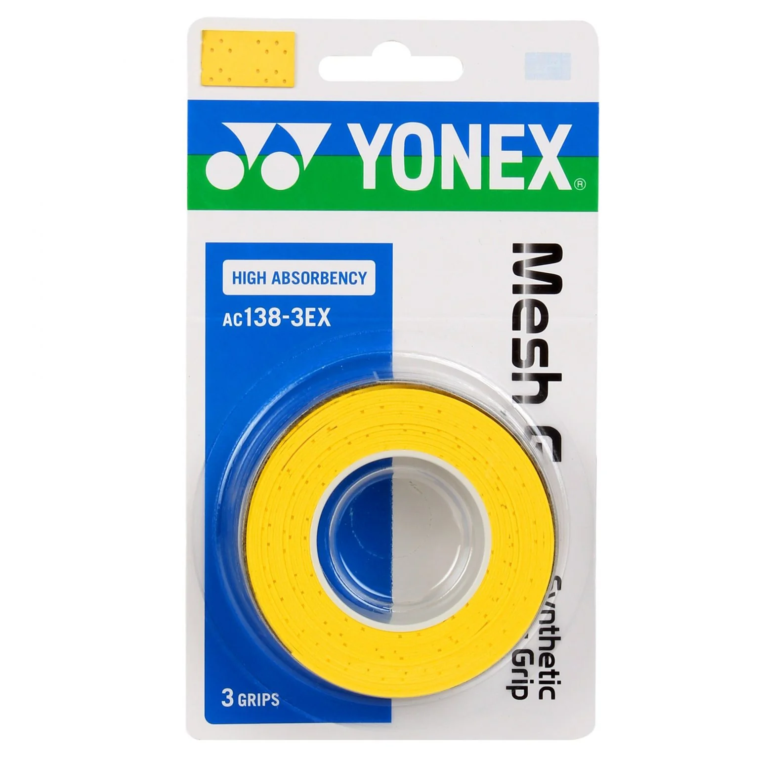 YONEX AC138-3EX Mesh Grap(3 wraps)Perforated Surface and High Absorbency Grip Tape - BLACK - Image 3