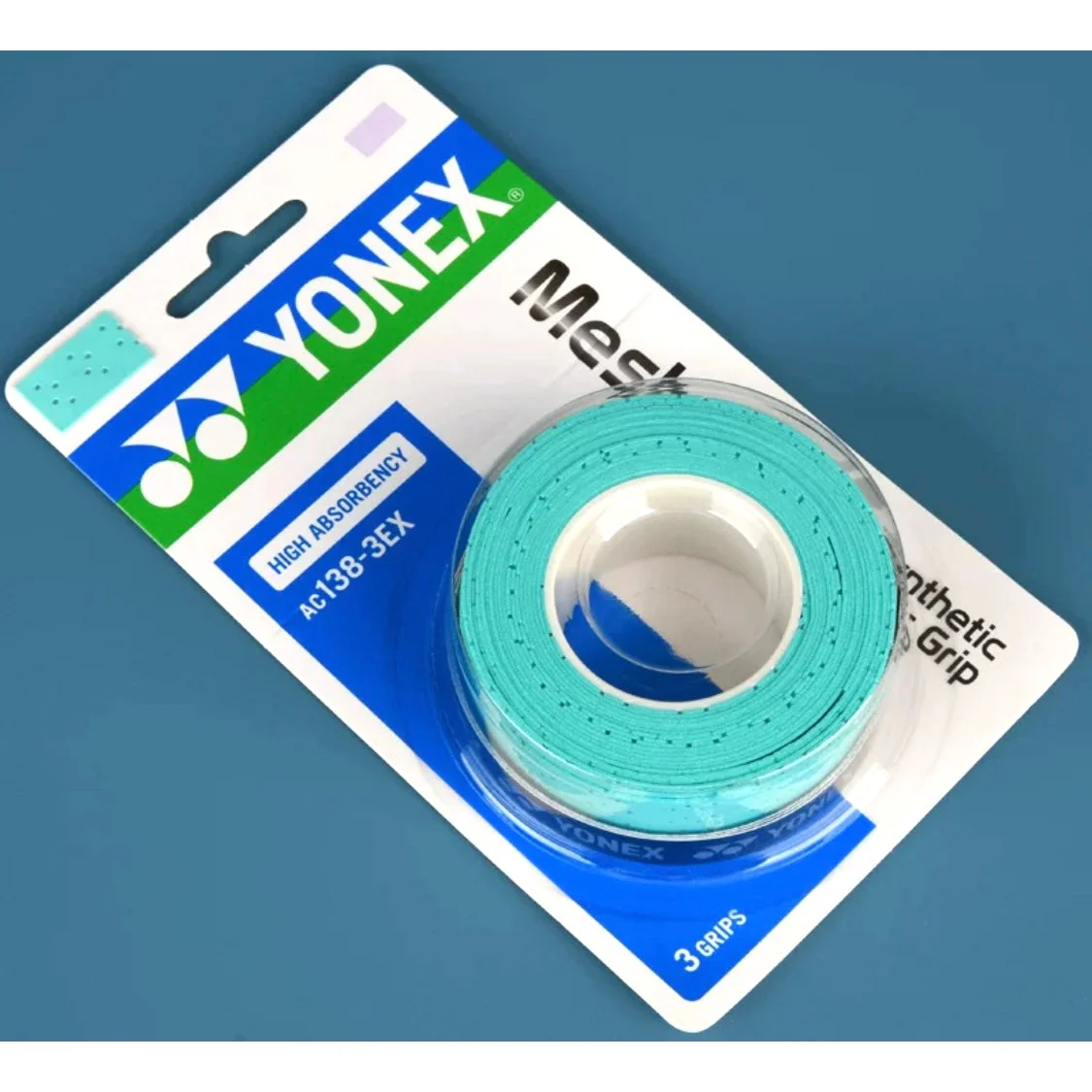 YONEX AC138-3EX Mesh Grap(3 wraps)Perforated Surface and High Absorbency Grip Tape - BLACK - Image 6