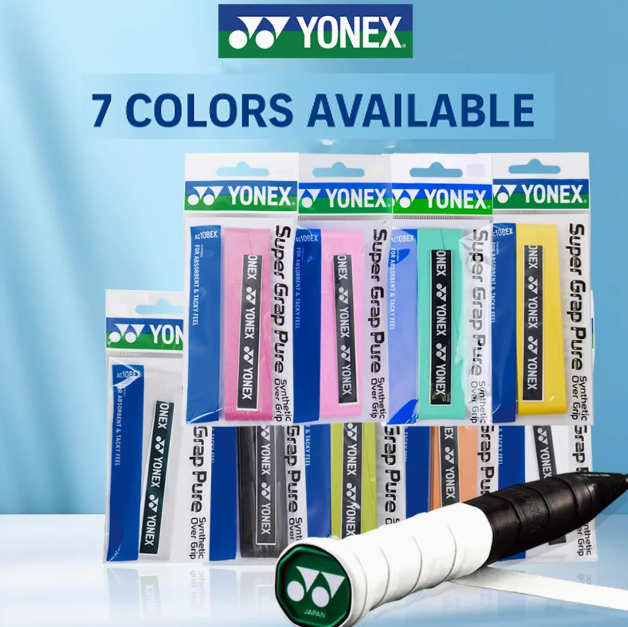 YONEX Badminton Tennis Racket Super Grip Tape(1 wrap)AC108ex - Black / White - Image 3