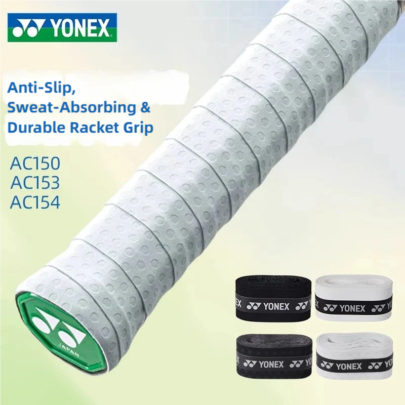 Yonex AC150 AC153 AC154 Wet Tacky Racket Grip Matte Texture Dry & Fresh, Non-Slip Overgrip Badminton Racket - black